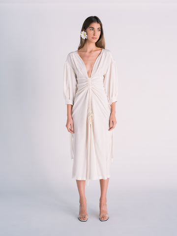 Shirt Dress with Cut Outs in White