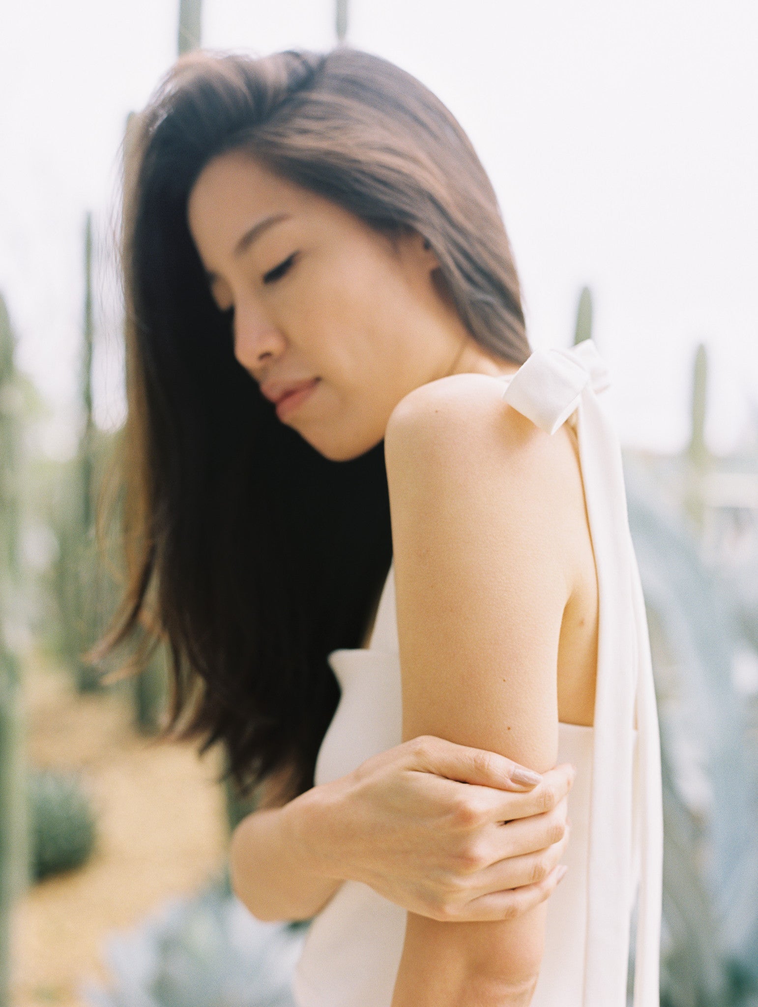 Tied Shoulder Dress in White