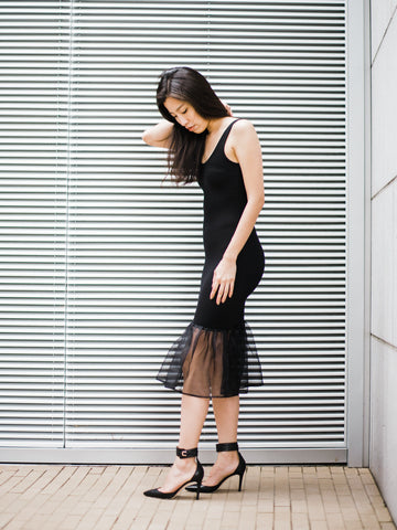 Taffeta Wrap Skirt in Black
