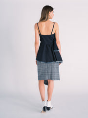 Asymmetric Ruffled Top in Dark Navy Denim