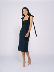 Tied Shoulder Dress in Navy