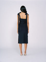 Tied Shoulder Dress in Navy