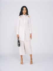 Shirt Dress with Cut Outs in White