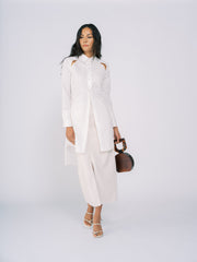 Shirt Dress with Cut Outs in White