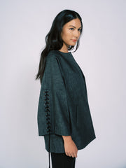 Denim Kimono Jacket with Laced Sleeves