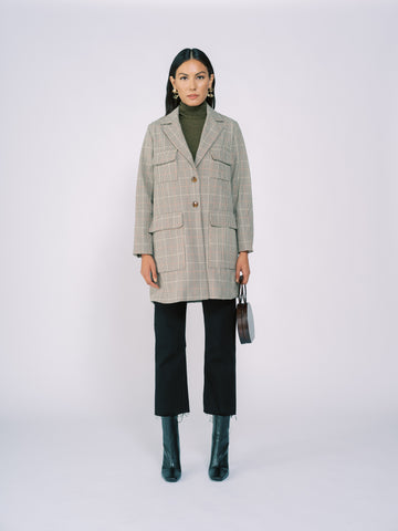 Coat with Pockets Peagreen Plaid