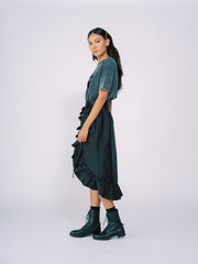 Taffeta Wrap Skirt in Black