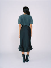 Taffeta Wrap Skirt in Black