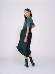 Taffeta Wrap Skirt in Black