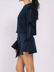 Bow Blouse in Navy