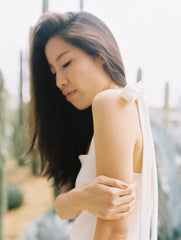 Tied Shoulder Dress in White