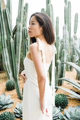 Tied Shoulder Dress in White