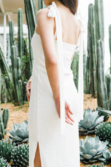 Tied Shoulder Dress in White