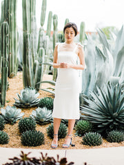 Tied Shoulder Dress in White