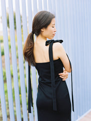 Tied Shoulder Dress in Navy