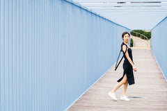 Tied Shoulder Dress in Navy