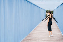 Tied Shoulder Dress in Navy