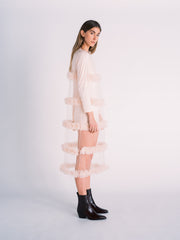 Tulle Slip Dress with Gathered Tiers in Pale Pink