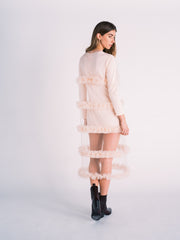 Tulle Slip Dress with Gathered Tiers in Pale Pink