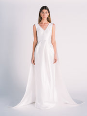 Wedding Dress with Train in Eggshell White