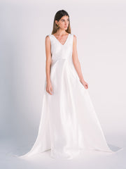 Wedding Dress with Train in Eggshell White